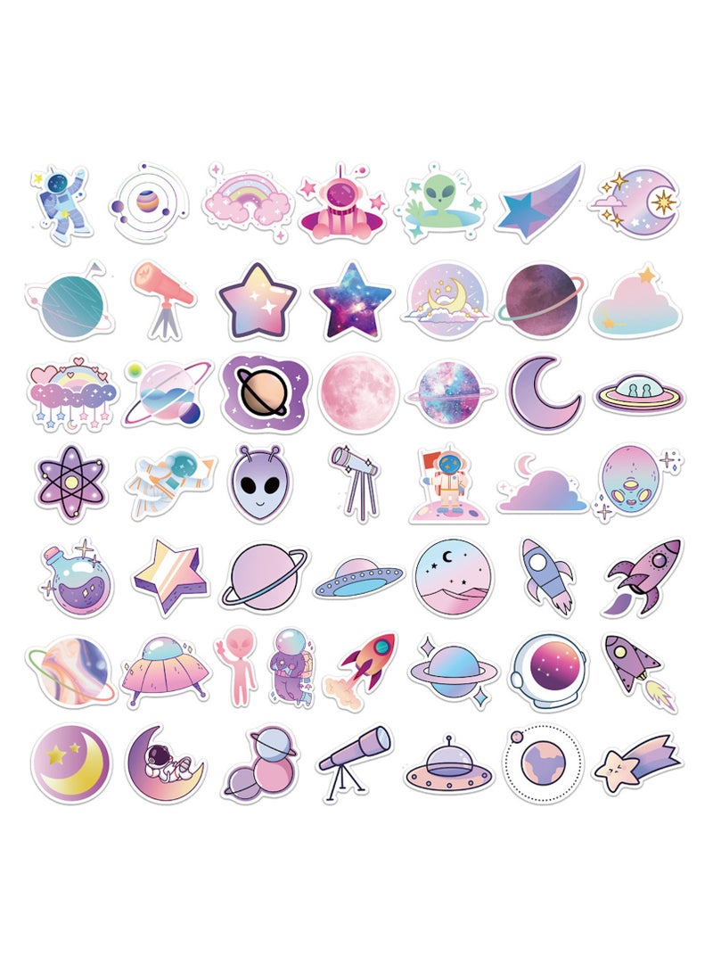 قوس قزح أورينبو ملصقات كواكب متدرجة بنفسجية، 50 قطعة، ملصقات كواكب كرتونية مقاومة للماء، مناسبة لزجاجات المياه والتزلج والأمتعة والكمبيوتر المحمول، ملصقات فينيل لطيفة، هدية للحفلات للأطفال والمراهقين والأولاد والبنات - Image 4