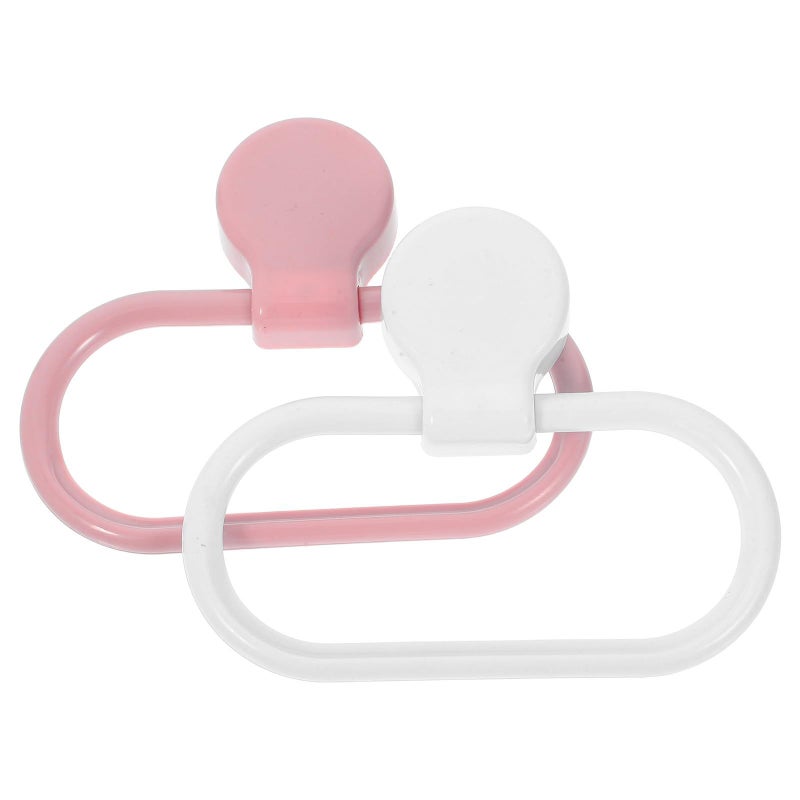 Self Adhesive Plastic Towel Rings White And Pink Wall Mounted Space Saving Holder - Image 2