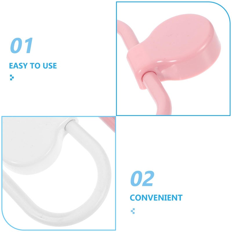 Self Adhesive Plastic Towel Rings White And Pink Wall Mounted Space Saving Holder - Image 4