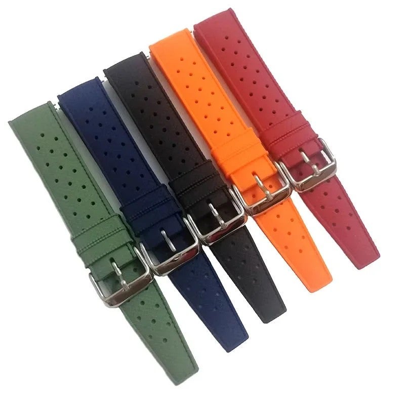 Bluejw Black Rubber Watch Strap Replacement Band 18mm 20mm 22mm for Smart Watches - Image 2