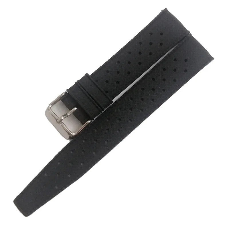 Bluejw Black Rubber Watch Strap Replacement Band 18mm 20mm 22mm for Smart Watches - Image 1