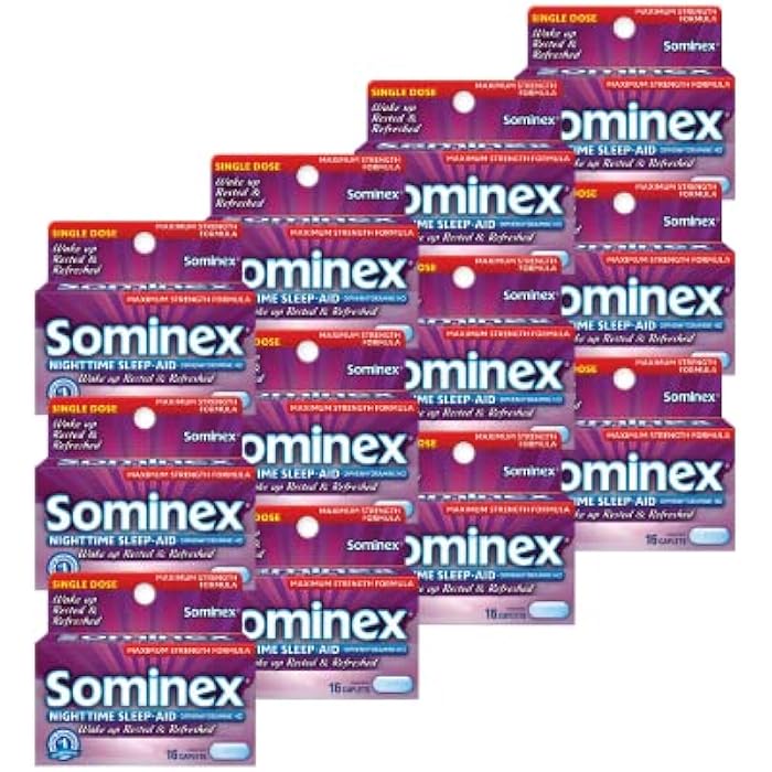 Sominex Nighttime Sleep-Aid Caplets, Maximum Strength, 16 ea (Pack of 12) - Image 1