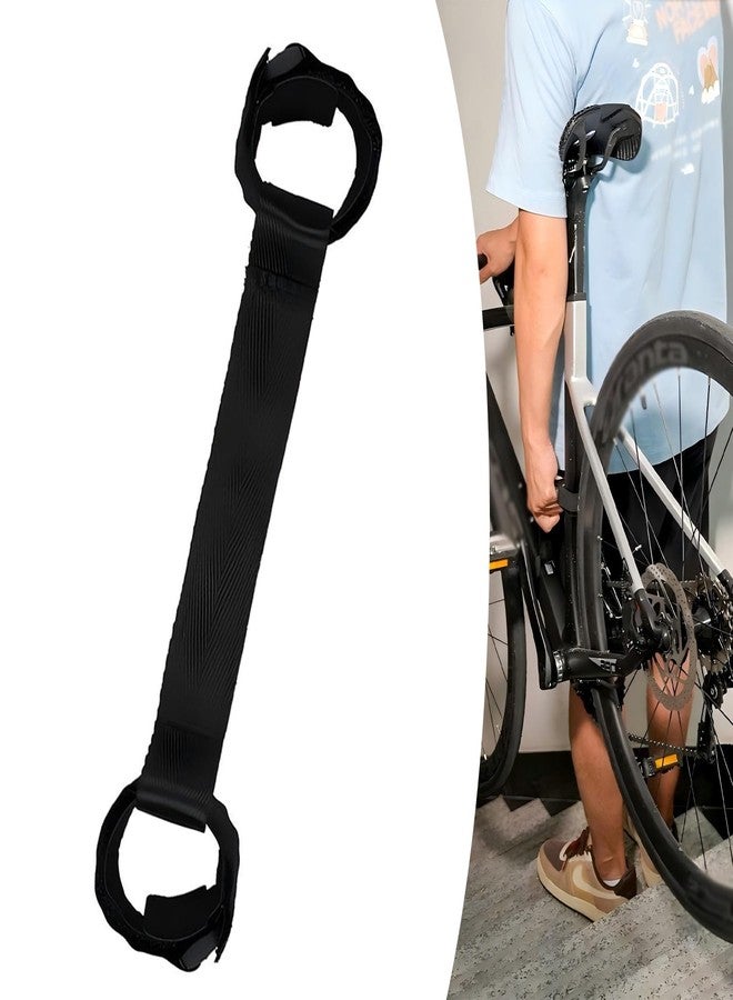 MOXRUQ Bicycle Carrying Strap, Portable Nylon Lifting Strap for Bikes, Bicycle Frame Handle Carrying Lifter, Universal Climbing Stairs Assist for Mountain Bike Road Bike (Black) - Image 1