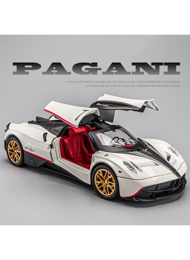 هالامودو 1:24 محاكاة ألوي باجاني الصين دراغون نموذج السيارة الرياضية، الصوت والضوء سحب سبيكة نموذج السيارة، مع ضوء الصوت نشط بعجلات القيادة، تصميم الأبواب المفتوحة، زينة لعبة سيارة رياضية باردة، هدية عيد ميلاد مثالية للأولاد والفتيات، لمجموعة وعرض، الأبيض، 20.5*9*9.3 سم - Image 4