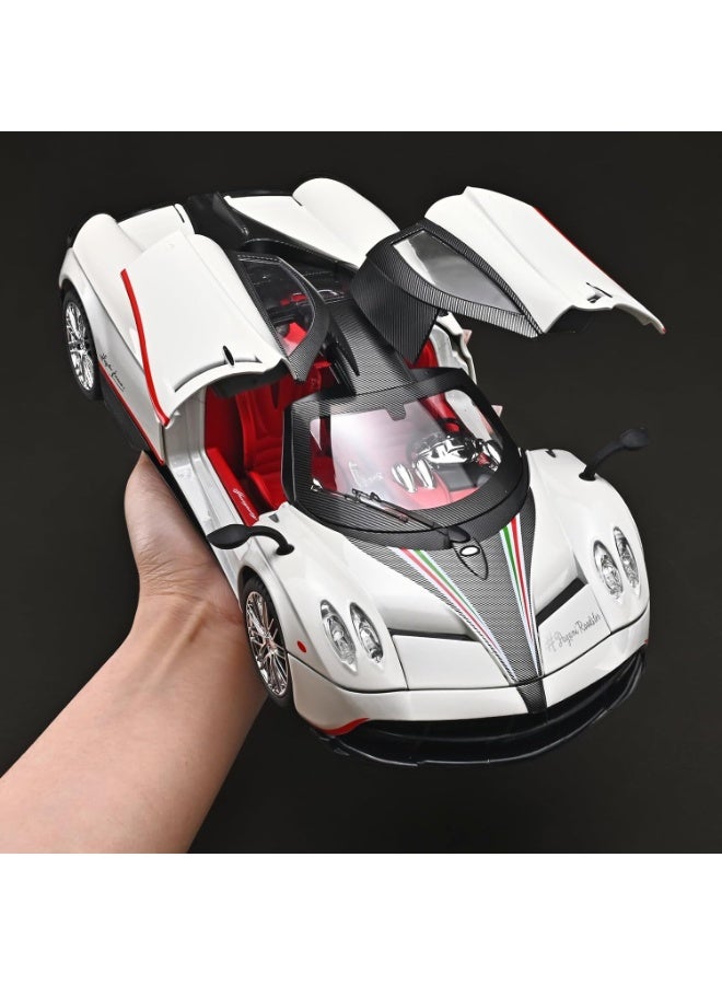 هالامودو 1:24 محاكاة ألوي باجاني الصين دراغون نموذج السيارة الرياضية، الصوت والضوء سحب سبيكة نموذج السيارة، مع ضوء الصوت نشط بعجلات القيادة، تصميم الأبواب المفتوحة، زينة لعبة سيارة رياضية باردة، هدية عيد ميلاد مثالية للأولاد والفتيات، لمجموعة وعرض، الأبيض، 20.5*9*9.3 سم - Image 3