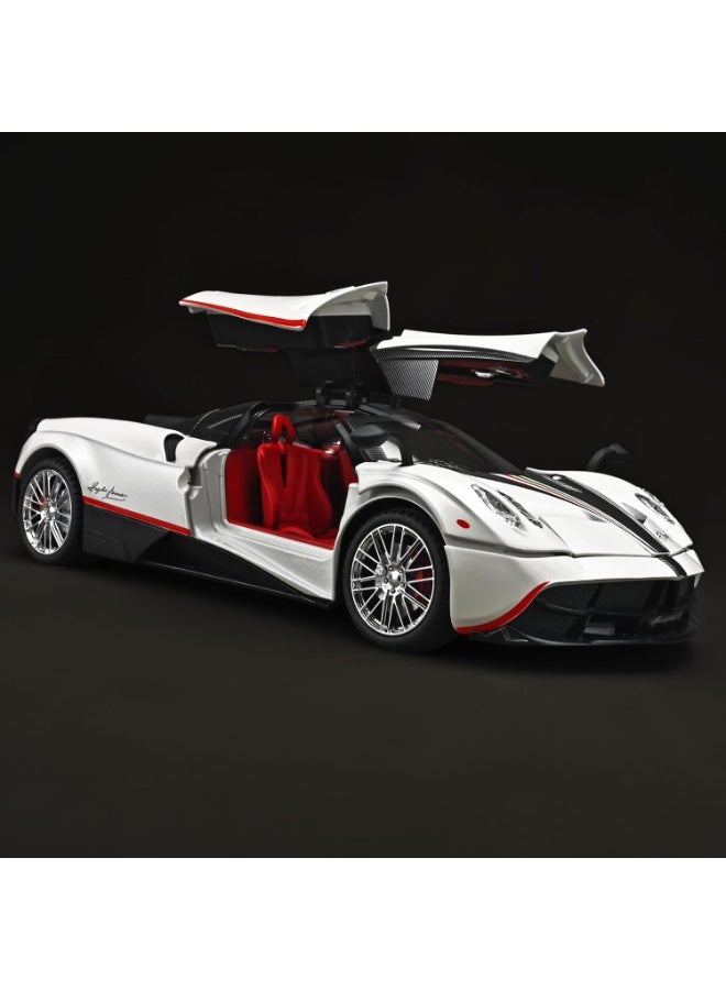 هالامودو 1:24 محاكاة ألوي باجاني الصين دراغون نموذج السيارة الرياضية، الصوت والضوء سحب سبيكة نموذج السيارة، مع ضوء الصوت نشط بعجلات القيادة، تصميم الأبواب المفتوحة، زينة لعبة سيارة رياضية باردة، هدية عيد ميلاد مثالية للأولاد والفتيات، لمجموعة وعرض، الأبيض، 20.5*9*9.3 سم - Image 2