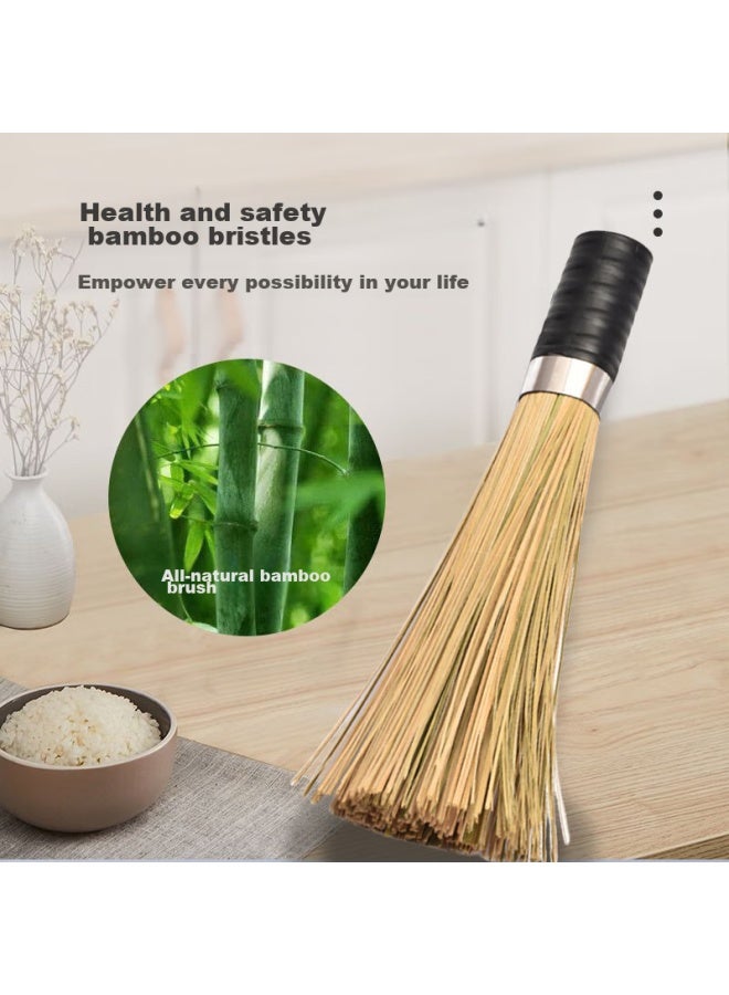 Mengting Large Bamboo Pot Scrubber, Natural Traditional Cooking Bamboo Pot Scrubber, Household Kitchen Cleaning Stove Bamboo Brush - Image 3