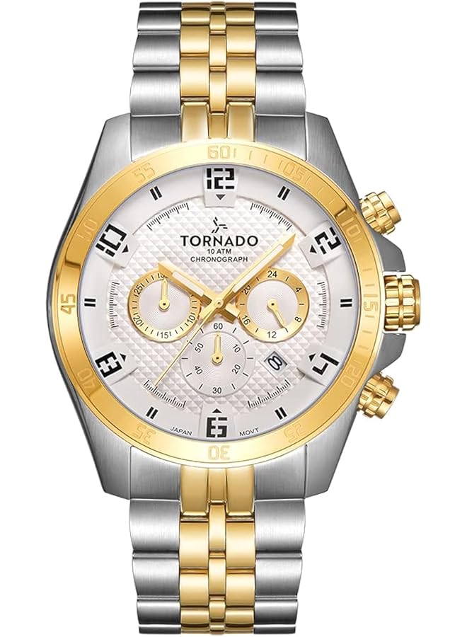 TORNADO Men Japan Quartz Movement Watch Chronograph Display And Stainless Steel Strap T3149B Tbtw Silver
