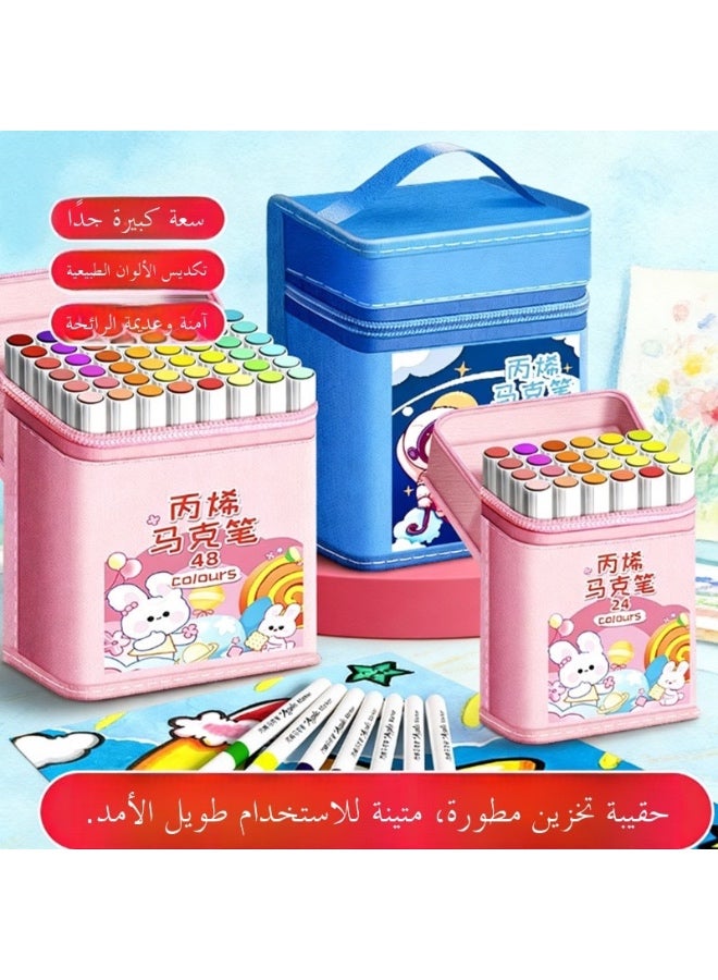 Large-Capacity Acrylic Marker Pen Bag Hand-Painted Watercolor Brush Universal Cosmetics Bag Student Satchel Storage Box - Image 2