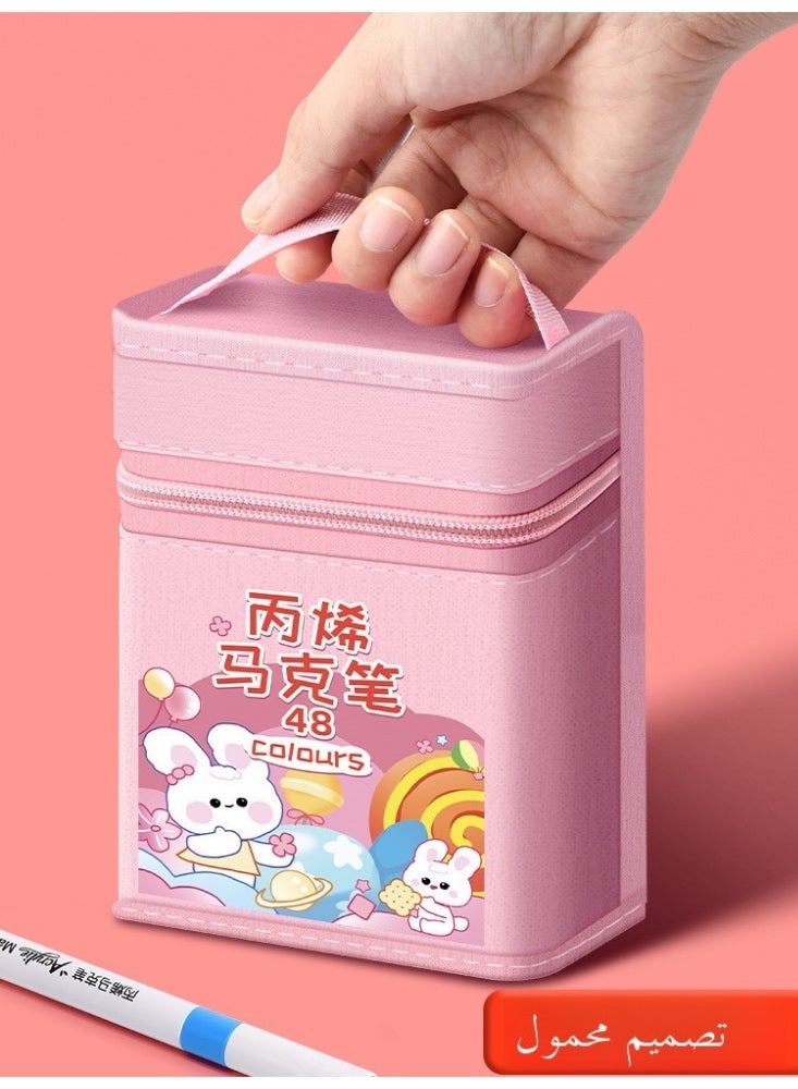 Large-Capacity Acrylic Marker Pen Bag Hand-Painted Watercolor Brush Universal Cosmetics Bag Student Satchel Storage Box - Image 4