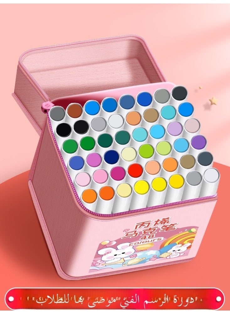 Large-Capacity Acrylic Marker Pen Bag Hand-Painted Watercolor Brush Universal Cosmetics Bag Student Satchel Storage Box - Image 3