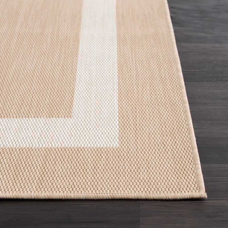 CAMILSON Outdoor Rug 8x10, Modern Outside Rugs for Patios Porches Waterproof Durable Washable Non-Shedding, Easy-to-Clean Indoor Outdoor Area Carpet (8 x 10, Bordered - Beige/White) - Image 5