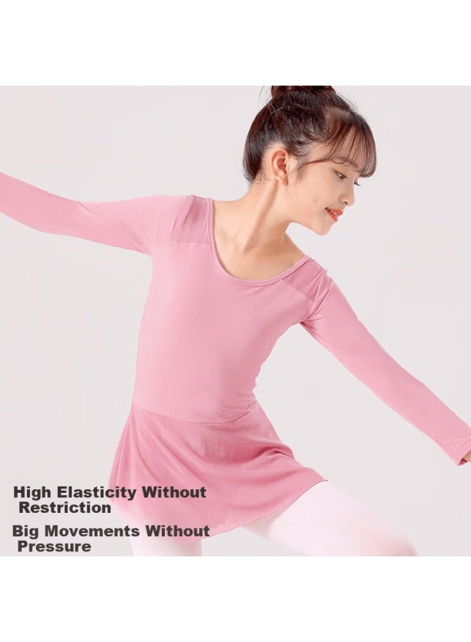 Zhiyouban Children's Dance Costume Girls' Long Sleeve Ballet Practice Dress Chinese Dance Gymnastics Leotard Professional Art Exam Grading