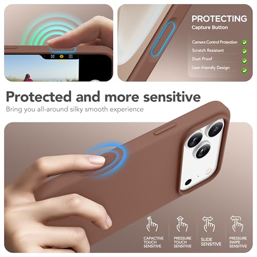 GONEZ Magnetic for iPhone 17 Pro Max Case, Compatible with MagSafe, [Screen Protector + Camera Lens Protector], Liquid Silicone Anti-Scratch Shockproof Protective Phone Case 6.9 inch, Brown - Image 5