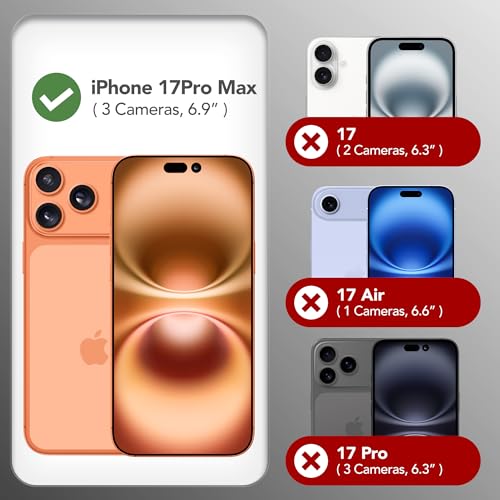 GONEZ Magnetic for iPhone 17 Pro Max Case, Compatible with MagSafe, [Screen Protector + Camera Lens Protector], Liquid Silicone Anti-Scratch Shockproof Protective Phone Case 6.9 inch, Brown - Image 2