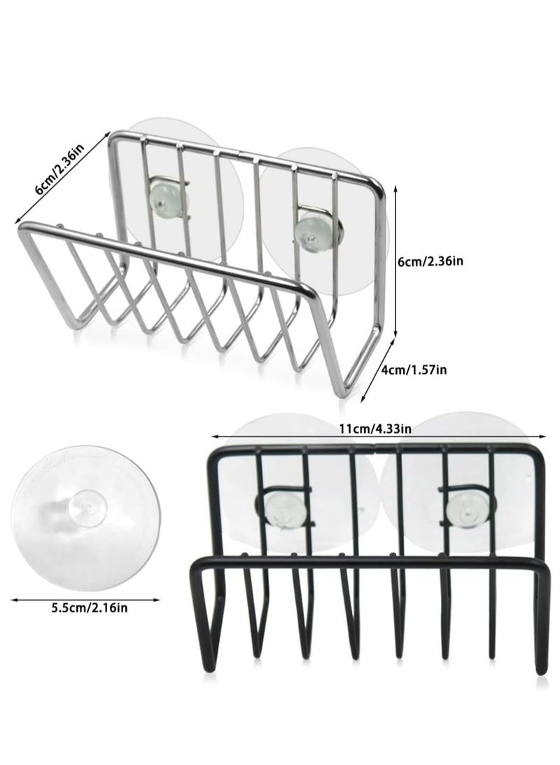 Loquat 2 Pack Stainless Steel Kitchen Sink Sponge Holder with 4 Suction Cups - Sink Basket Storage Rack for Sponge - Image 3