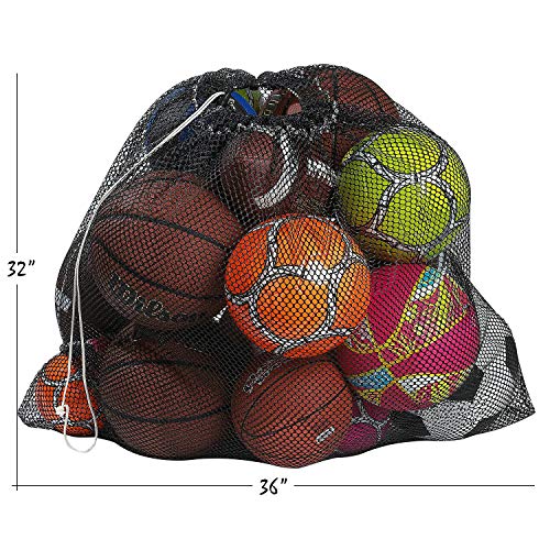 Handy Laundry Mesh Equipment Bag, Black - 32" x 36" - Adjustable, sliding drawstring cord closure. Perfect bag for parent or coach, easy to transport and keeping your sporting gear organized. - Image 2