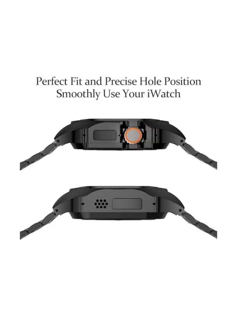 ACLIX Stainless Steel Band - Compatible with Watch Bands 45mm Series 7/8 with Metal Bumper, Strap Replacement Shockproof Protector Case Cover Accessories for iWatch Series 6/SE/5/4 44mm - Black - Image 2