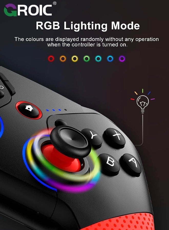 GROIC Blue & Red Switch Controller for Nintendo with Wake Up, Bluetooth Gamepad Remote Grip Macro Motion Vibration Turbo RGB Light, Wireless Pro Joy Con Kids  - Image 4