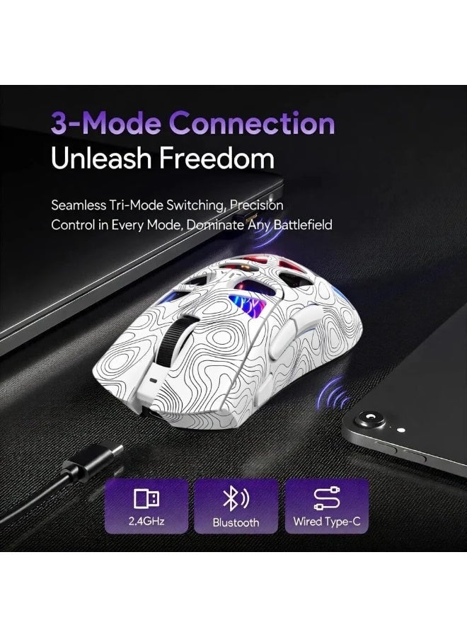 مكعب غاضب ماوس الألعاب اللاسلكي G11، مزود بإضاءة خلفية RGB، يعمل بثلاثة أوضاع: 2.4G لاسلكي / سلكي عبر منفذ USB-C / بلوتوث، قابل لإعادة الشحن، بدقة تصل إلى 22000 نقطة في البوصة (DPI) مع مستشعر PAW3311. - Image 5