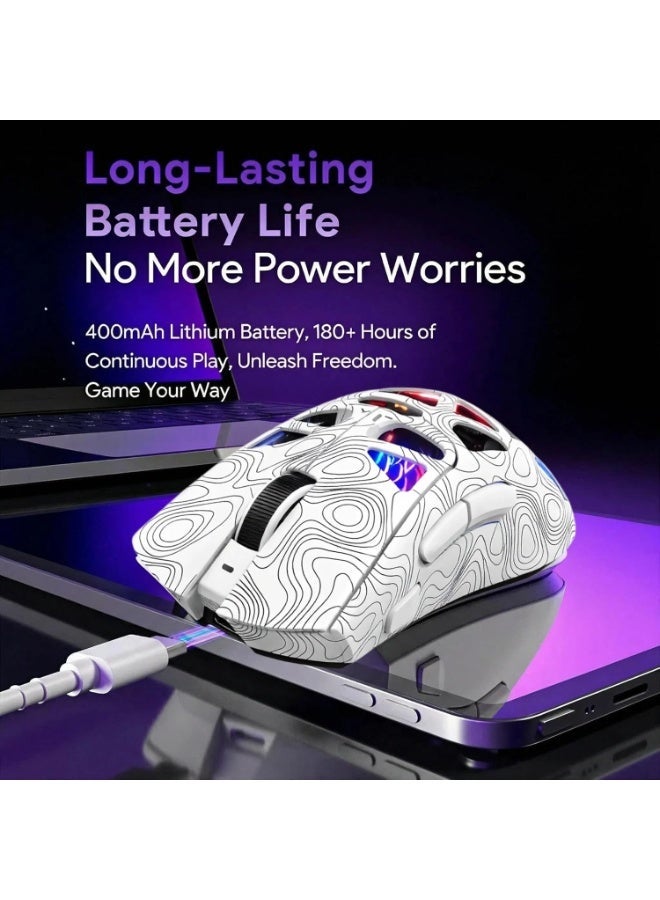 مكعب غاضب ماوس الألعاب اللاسلكي G11، مزود بإضاءة خلفية RGB، يعمل بثلاثة أوضاع: 2.4G لاسلكي / سلكي عبر منفذ USB-C / بلوتوث، قابل لإعادة الشحن، بدقة تصل إلى 22000 نقطة في البوصة (DPI) مع مستشعر PAW3311. - Image 4