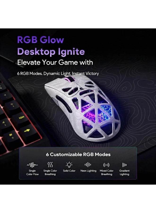 مكعب غاضب ماوس الألعاب اللاسلكي G11، مزود بإضاءة خلفية RGB، يعمل بثلاثة أوضاع: 2.4G لاسلكي / سلكي عبر منفذ USB-C / بلوتوث، قابل لإعادة الشحن، بدقة تصل إلى 22000 نقطة في البوصة (DPI) مع مستشعر PAW3311. - Image 3
