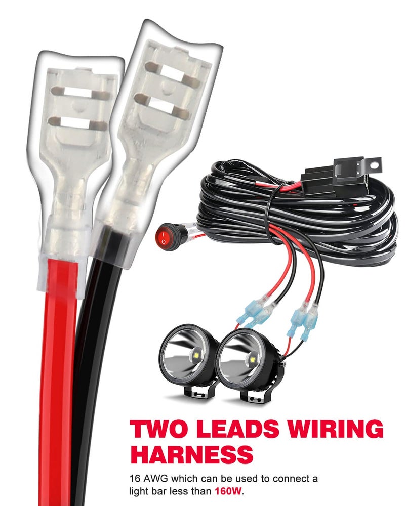 NAOEVO 12FT LED Light Bar Wiring Harness Kit 16AWG 2 Leads 12V On Off Waterproof Switch Power Relay Blade Fuse for LED Work/Off Road Lights (12FT) - Image 2