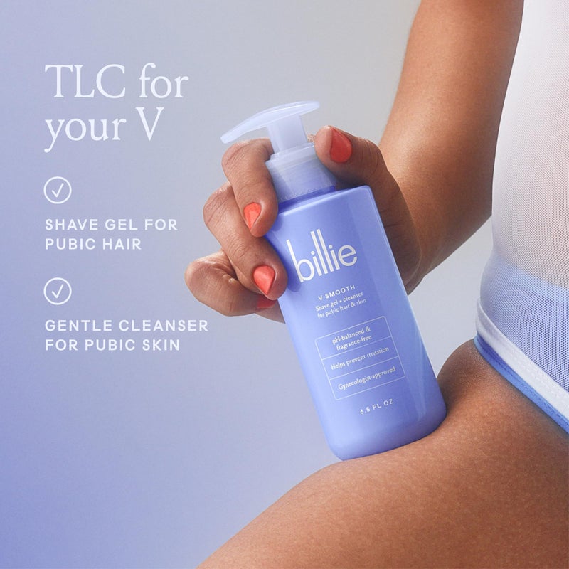 Billie - V Smooth - Shave Gel + Cleanser for Pubic Hair & Skin - pH-Balanced - Fragrance-Free - Gynecologist-Approved - 6.5 oz. - Image 2