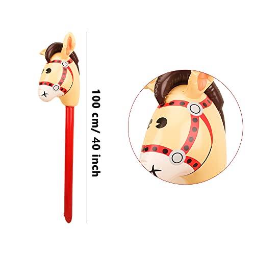 Haconba 30 Pcs Inflatable Horse Stick Blow up Horsehead Stick Inflatable Cowboy Cowgirl Pony Stick Horse Stick Balloons for Birthday Christmas Pool Cowboy Theme Party Decoration Color set 1 - Image 5