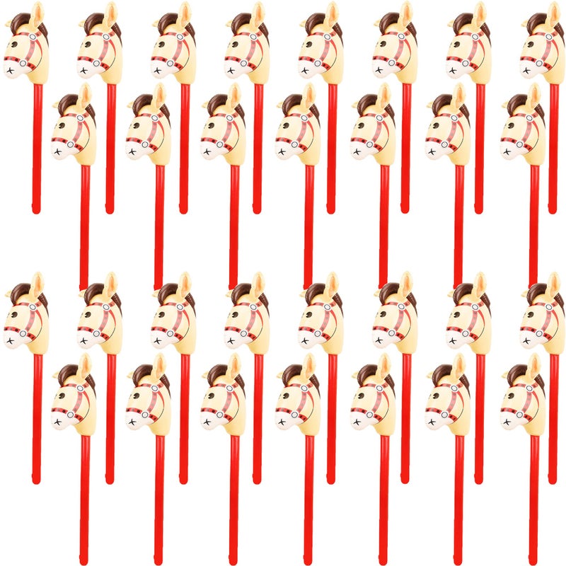 Haconba 30 Pcs Inflatable Horse Stick Blow up Horsehead Stick Inflatable Cowboy Cowgirl Pony Stick Horse Stick Balloons for Birthday Christmas Pool Cowboy Theme Party Decoration Color set 1 - Image 3