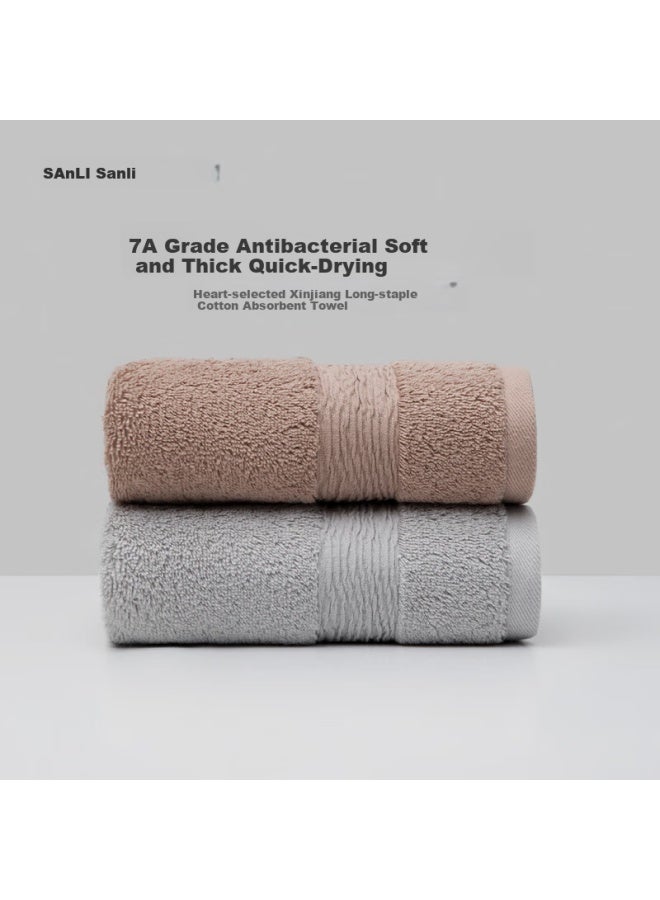 SANLI Antibacterial Cotton Towel 100% Pure Cotton Non-Shedding Men'S Soft Face And Body Wash Special Women Thickened Towel Gray + Coffee - Image 1