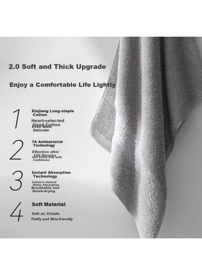 SANLI Antibacterial Cotton Towel 100% Pure Cotton Non-Shedding Men'S Soft Face And Body Wash Special Women Thickened Towel Gray + Coffee - Image 4