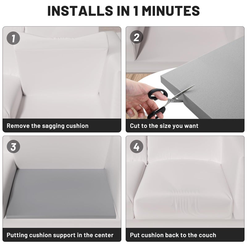 Foamagic Couch Cushion Support, Sofa Cushion Support for Sagging Couch Seat, Couch Replacement Insert, 20"x20"x2", High Density Foam Furniture Seat Sagging Repair, Trapezoid 40D, Grey Set of 3 - Image 5