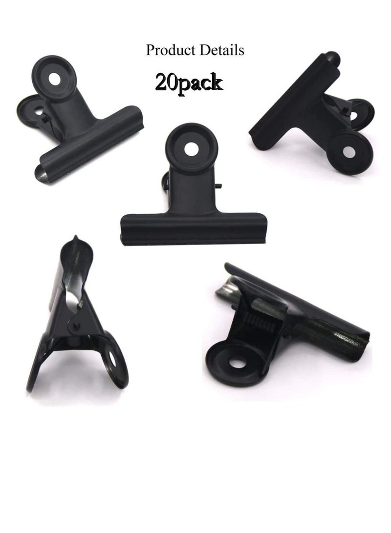 Generic MAKINGTEC 20 Pieces Black Bulldog Clips Mini Metal Photo Clips Money and File Clips for Home and Office Supplies Foldback Clips Binder Clips Stationary Paper Clips  - Image 1