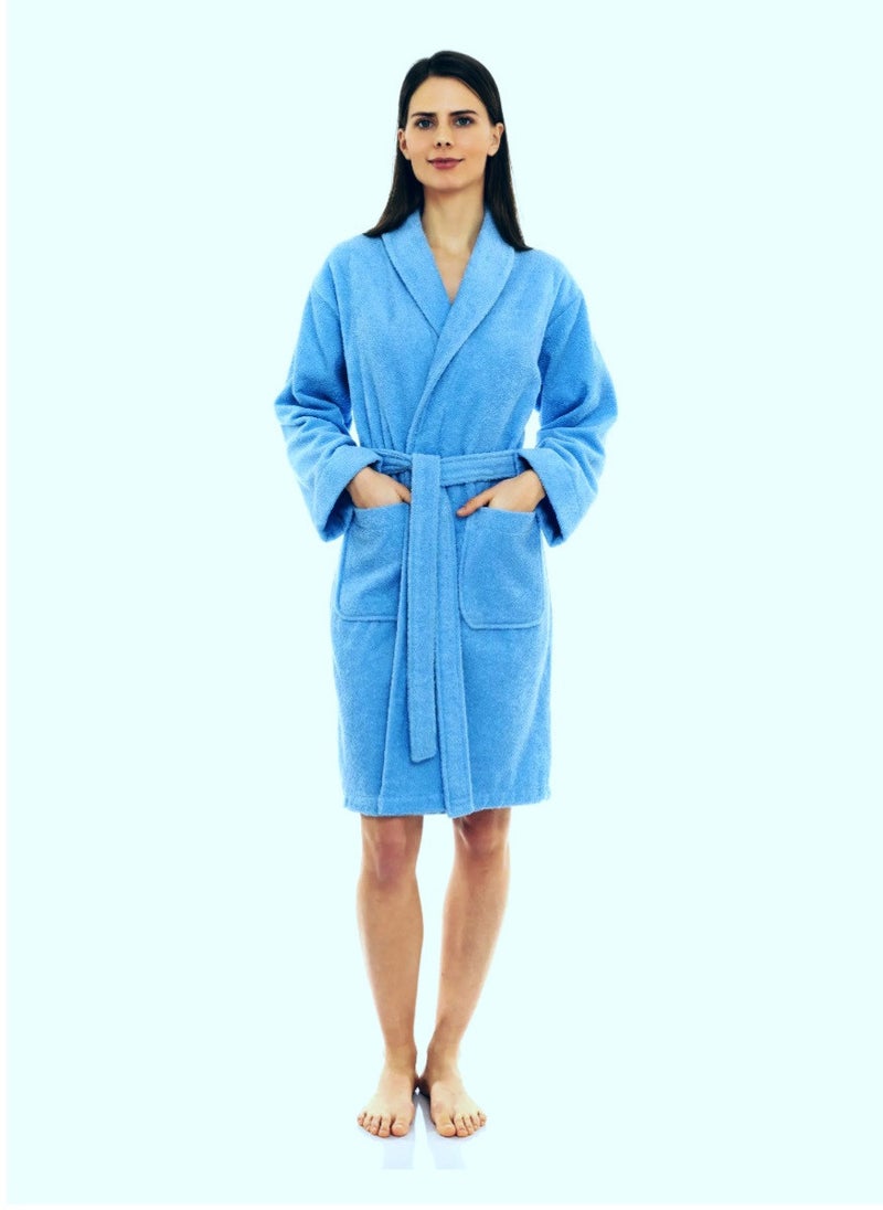 Blueberry Light Blue Colour Unisex Spa Terry Dressing Gown Large Size  - Image 1