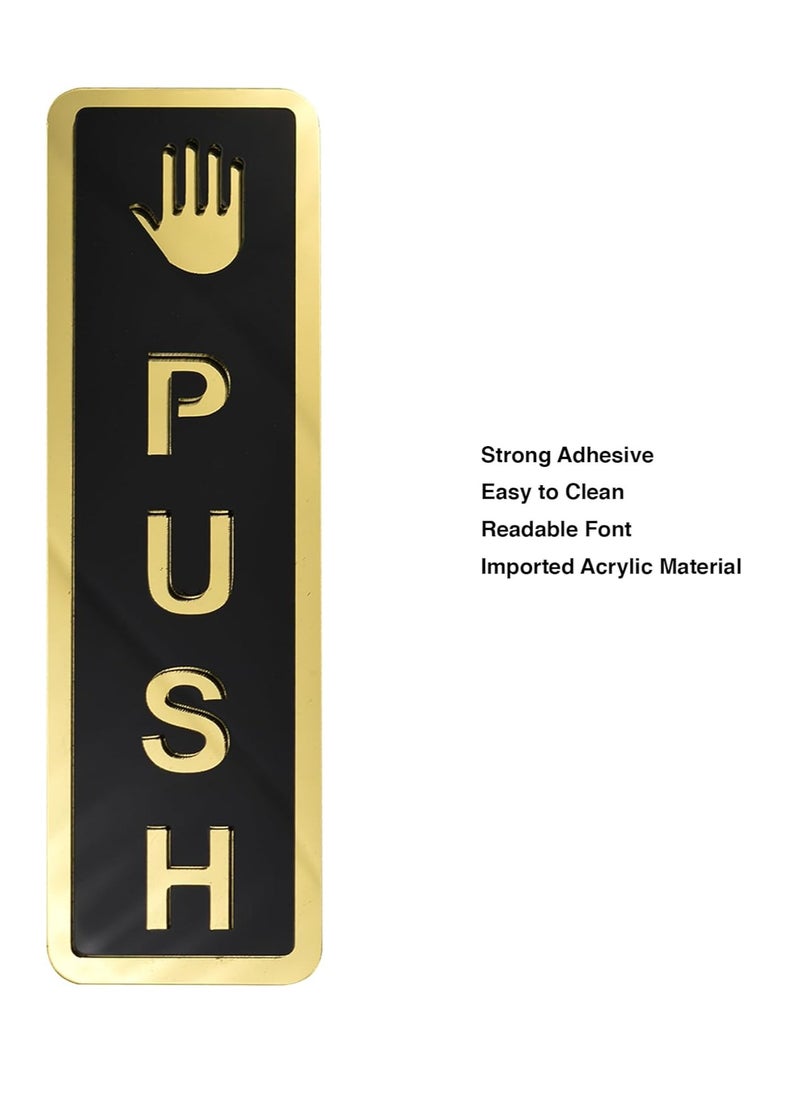 Accessorize Kingdom Acrylic Gold Push Pull Stickers For Glass Door, Wooden Door | Self Adhesive Sticker for Door | Push and Pull Signage Stickers for Hospital Malls Office Businesses Cafe  - Image 3