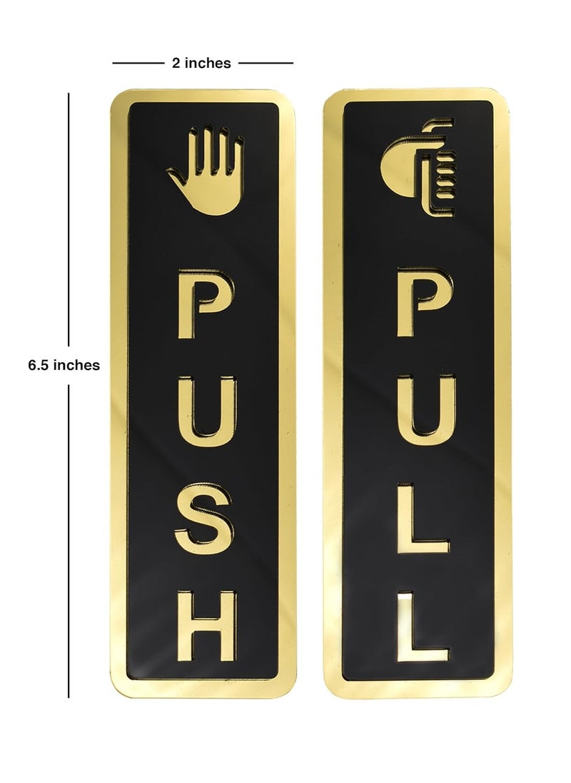 Accessorize Kingdom Acrylic Gold Push Pull Stickers For Glass Door, Wooden Door | Self Adhesive Sticker for Door | Push and Pull Signage Stickers for Hospital Malls Office Businesses Cafe  - Image 2