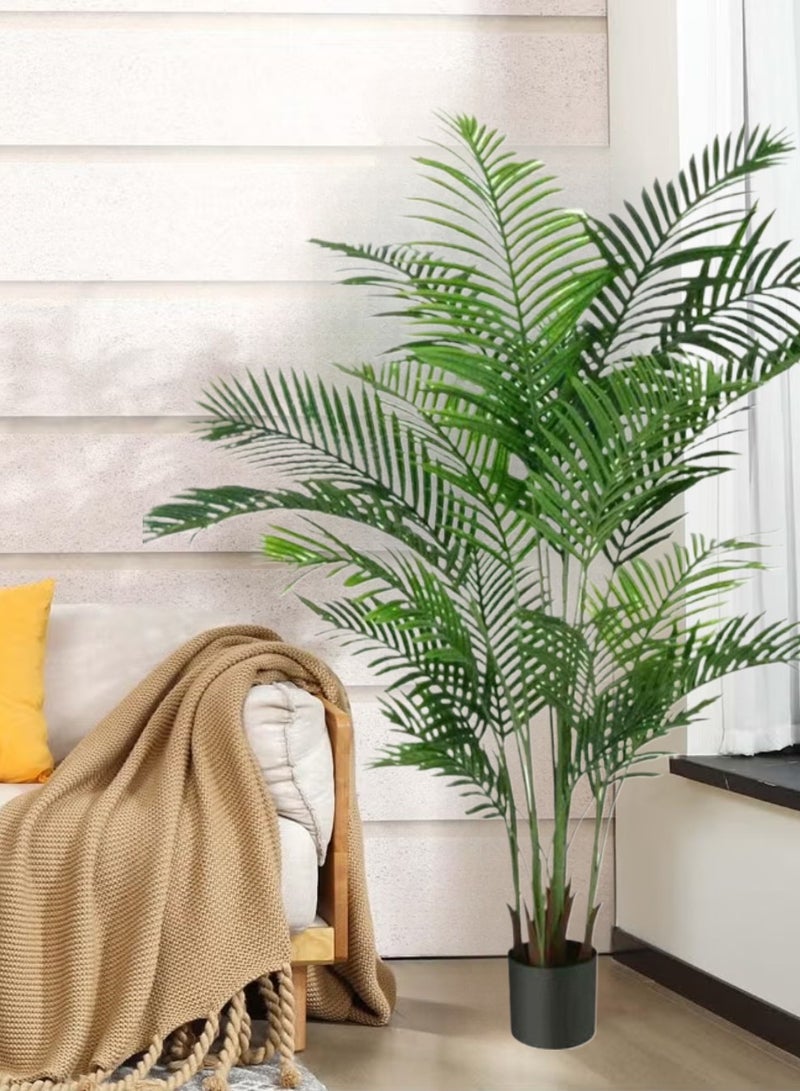 Generic 160cm Tall Artificial Areca Palm and Dracaena Artificial Plants Set with Black Plastic Pot - Realistic Fake Tropical Large Floor Potted Plants for Living Room Home Office Indoor Outdoor Decor  - Image 1