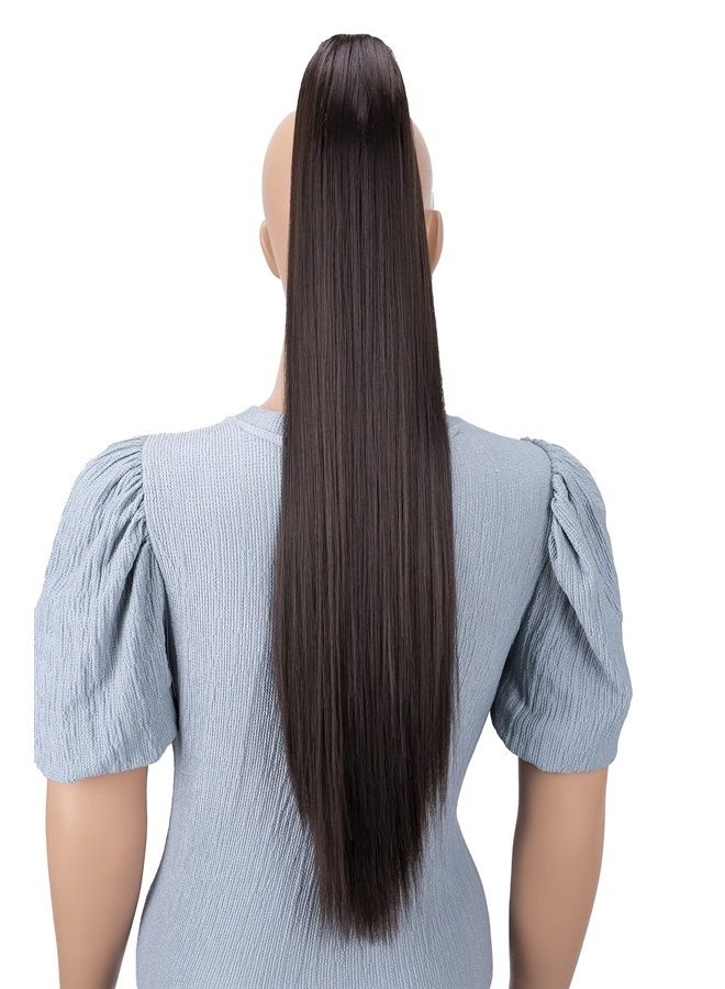 CAISHA by PRETTYSHOP 28" Extra Long Straight Ponytail Hairpiece Heat-resistant Synthetic Fibres Brown H160 - Image 2