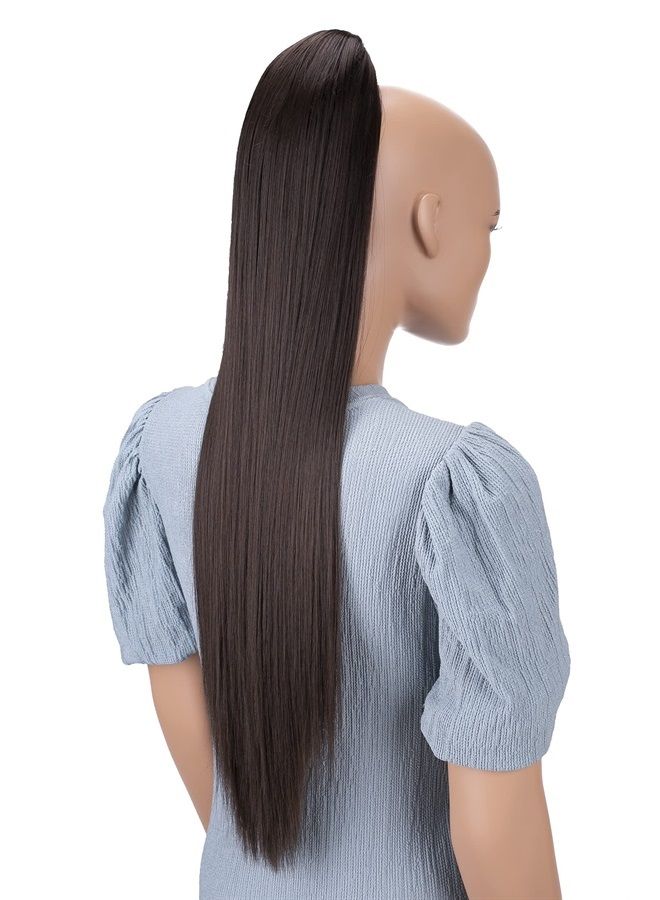 CAISHA by PRETTYSHOP 28" Extra Long Straight Ponytail Hairpiece Heat-resistant Synthetic Fibres Brown H160 - Image 1