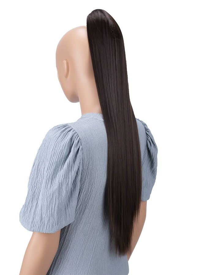 CAISHA by PRETTYSHOP 28" Extra Long Straight Ponytail Hairpiece Heat-resistant Synthetic Fibres Brown H160 - Image 3