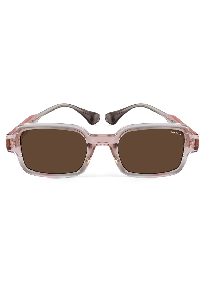 Woggles Red Pappy Crescendo Peach Rectangle Sunglasses