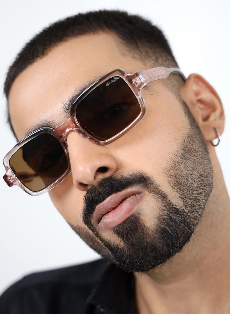 Woggles Red Pappy Crescendo Peach Rectangle Sunglasses  - Image 3
