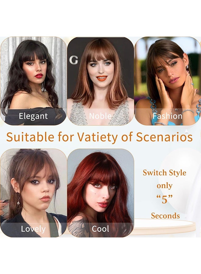 JS Clip In Bangs, Real Human Hair, Fake Bang Hair Clip for Women, Wispy Bang Clip In Hair Extensions for Daily Wear (Dark Brown) - Image 4