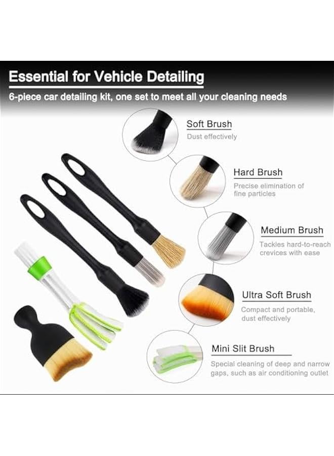 FYLX Ultra Soft Detail Brushes Car Detailing Brush Set 6  Plastic Handle Synthetic Fiber Streamlined Comfortable Prical Versatile Brush Set Suitable for Cars Trucks SUVs RVs Motorcycles Etc - Image 5