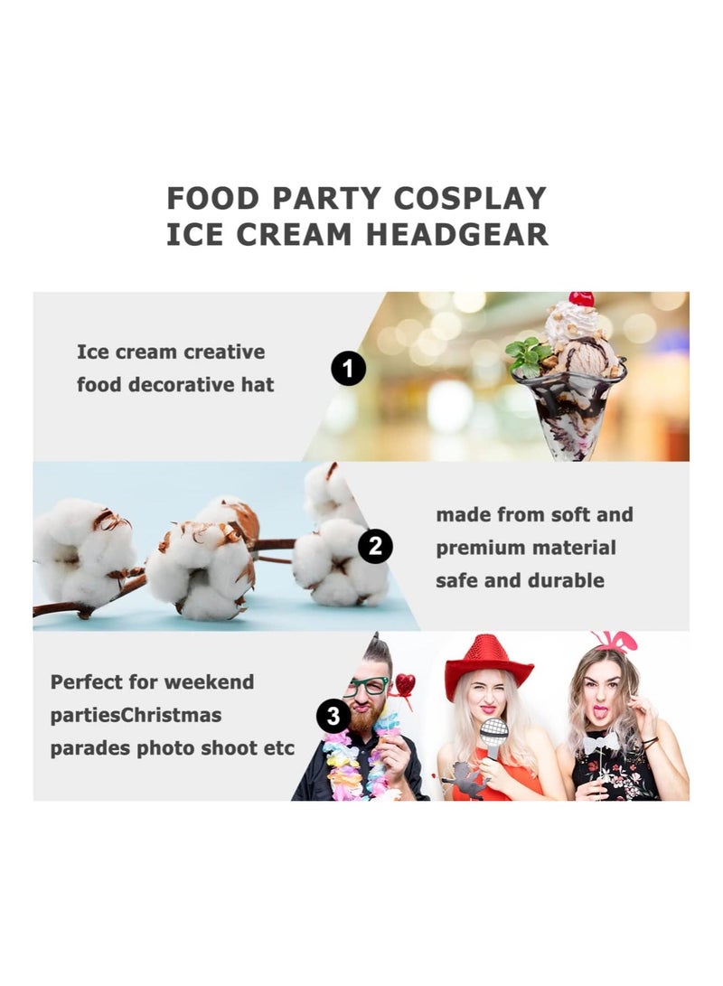 SYOSI Ice Cream Hat Cosplay, Funny Food Hat Headwear, Costumes Funny Headwear, for Ice Cream Halloween Cosplay Women's Hat Accessories Food Dress Headpieces Hats - Image 2