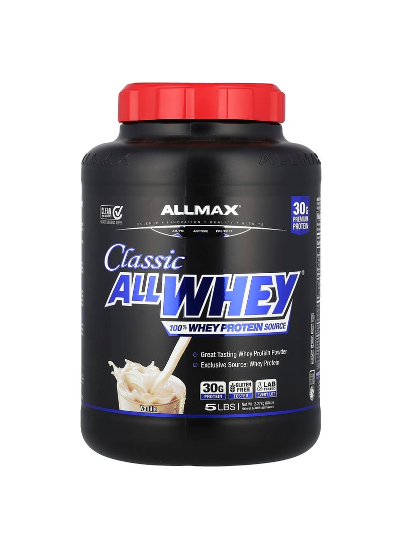 Allmax CLASSIC ALLWHEY, 100% Whey Protein Source, Vanilla, 5 lbs (2.27 kg)