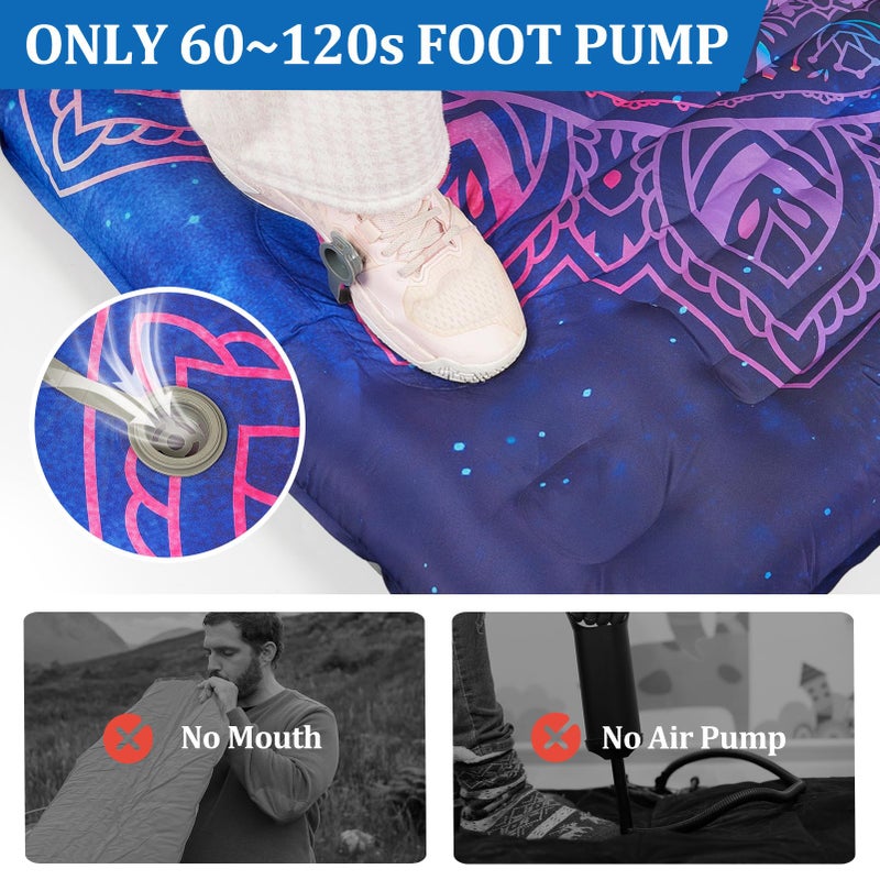 Pickynproud Camping Sleeping Pad Extra Thick 5 Inch Inflatable Camping Pad With Pillow Sleeping Mat Built-In Foot Pump Portable Lightweight Camping Air Mattress For Backpacking Hiking Tent - Image 5