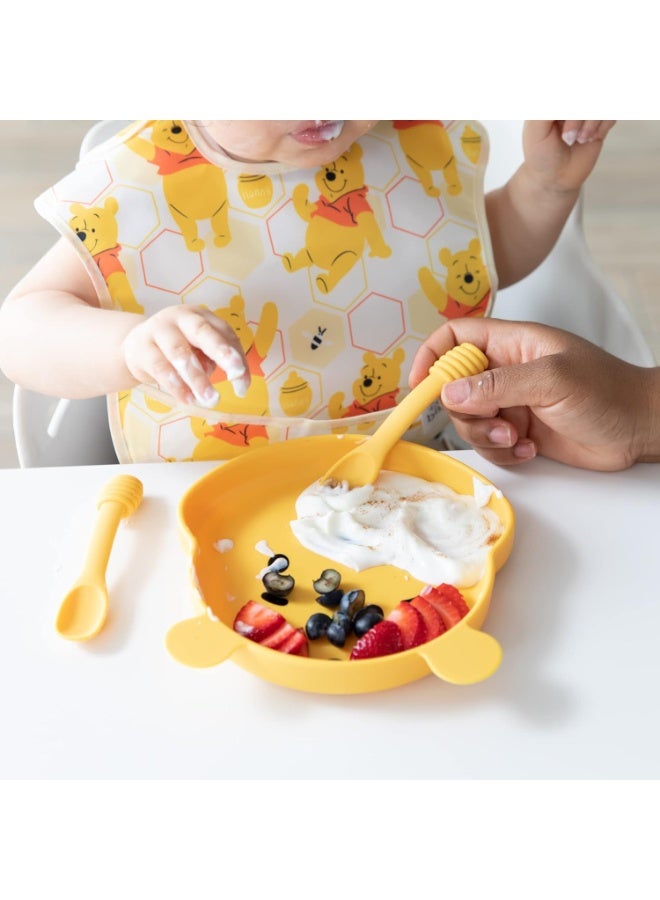 Bumkins Disney Baby Utensil Set, Silicone Trainer Spoons for Dipping, Soft Tip, Self-Feeding, Chew, Baby Led Weaning, First Year Training Supplies, Essentials in Eating, 4 Mos, 2-pk Winnie The Pooh - Image 3