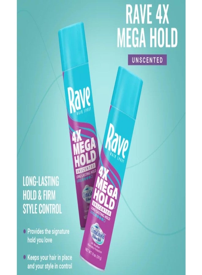 Rave Hairspray 4X Mega Unscented 11oz - Pack of 8 - Image 3